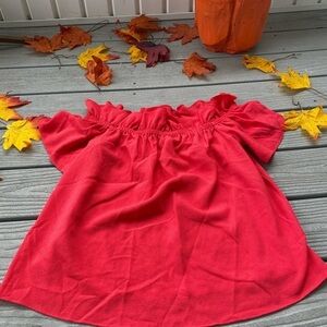 Rachel Rachel Roy Off the Shoulder Short Sleeve Red Summer Spring Top Large